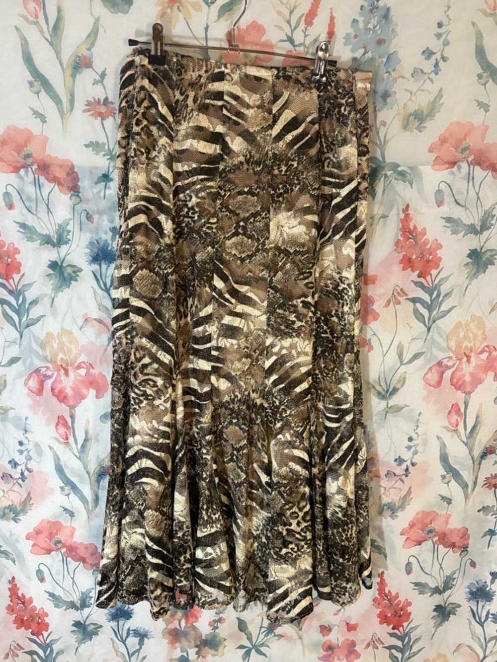 Vintage Women’s Animal Print Flared Skirt - Brown Multi
